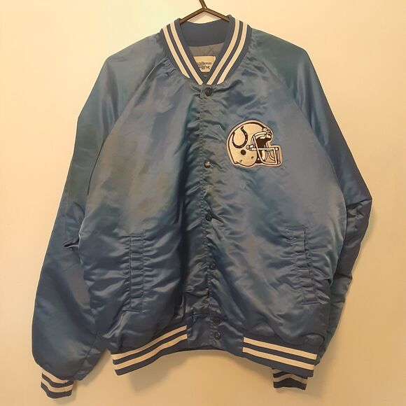 Vtg Indianapolis Colts Chalk Line Mens XL Back Arch Satin Bomber Jacket READ - Picture 1 of 10